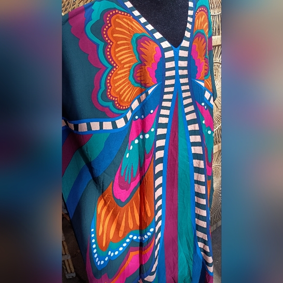 Colorful Butterfly Patterned Bohemian Kaftan Dress_One Size Fits Most_Large - Picture 5 of 7